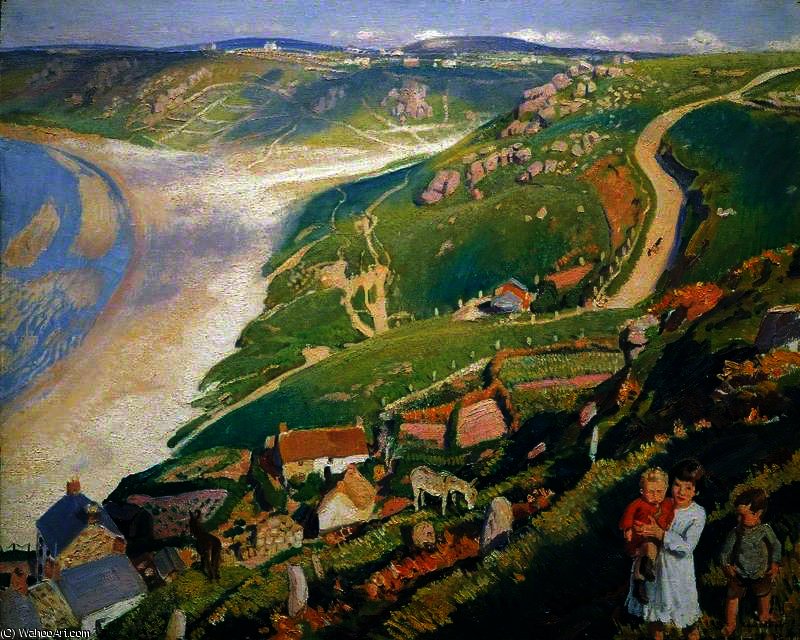 Wikioo.org - The Encyclopedia of Fine Arts - Painting, Artwork by Dame Laura Knight - Autumn sunlight, sennen cove, cornwall