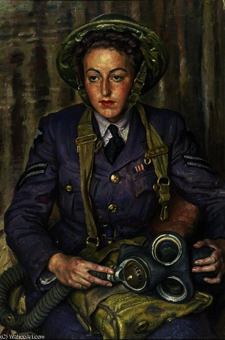 Wikioo.org - The Encyclopedia of Fine Arts - Painting, Artwork by Dame Laura Knight - Corporal j. m. robins, women's auxiliary air force