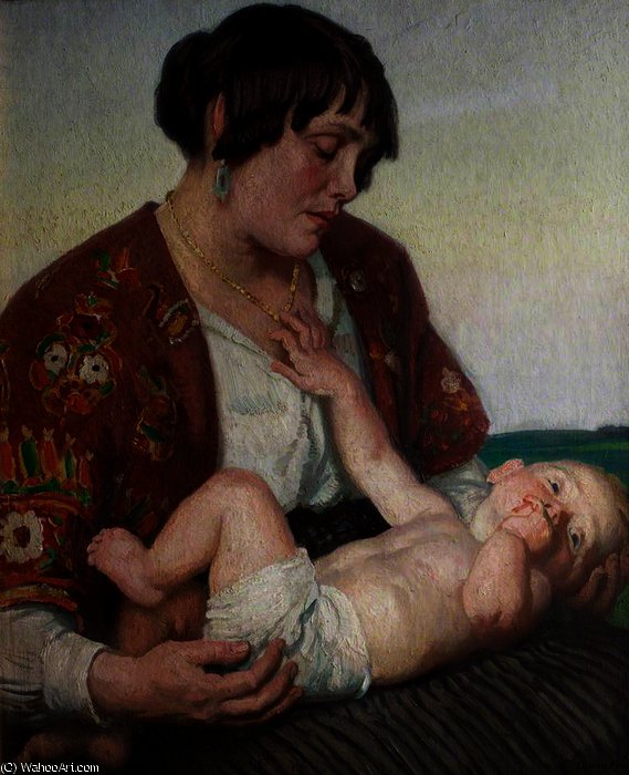 Wikioo.org - The Encyclopedia of Fine Arts - Painting, Artwork by Dame Laura Knight - Motherhood