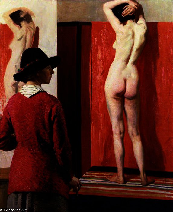 Wikioo.org - The Encyclopedia of Fine Arts - Painting, Artwork by Dame Laura Knight - Self Portrait aka The Model