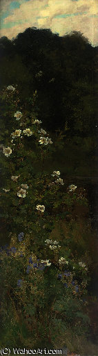 WikiOO.org - Encyclopedia of Fine Arts - Maľba, Artwork Lawrence Alma-Tadema - Geraniums and dog roses