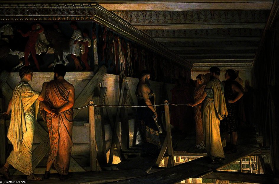 Wikioo.org - The Encyclopedia of Fine Arts - Painting, Artwork by Lawrence Alma-Tadema - Pheidias and the Frieze of the Parthenon