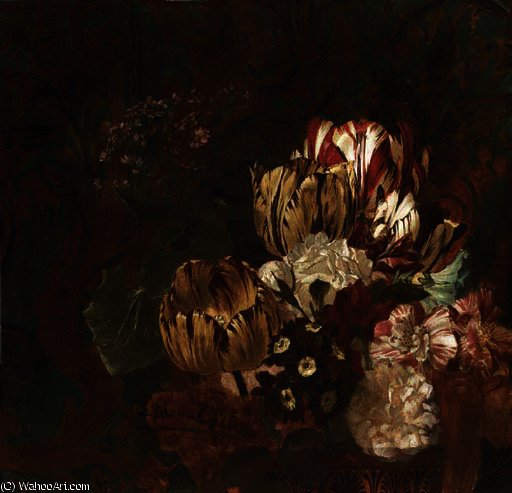 Wikioo.org - Bách khoa toàn thư về mỹ thuật - Vẽ tranh, Tác phẩm nghệ thuật Lawrence Alma-Tadema - Tulips, roses and other flowers