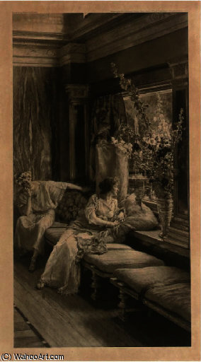 WikiOO.org - אנציקלופדיה לאמנויות יפות - ציור, יצירות אמנות Lawrence Alma-Tadema - View from a window