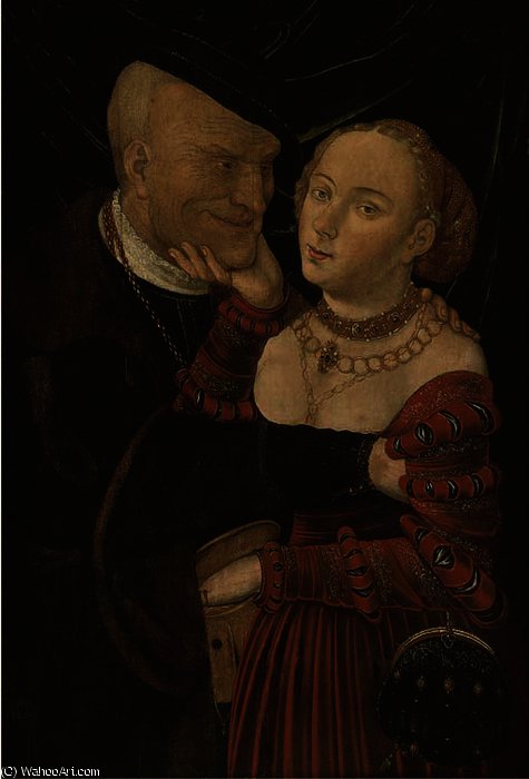 Wikioo.org - The Encyclopedia of Fine Arts - Painting, Artwork by Lucas Cranach The Elder - Ill-matched lovers