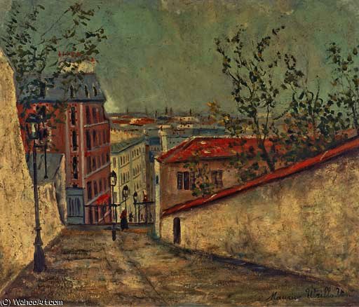 WikiOO.org - Güzel Sanatlar Ansiklopedisi - Resim, Resimler Maurice Utrillo - RUE DU MONT-Cenis MONTMARTRE AND TO THE HOUSE OF BERLIOZ