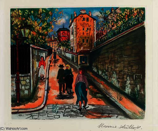 Wikioo.org - The Encyclopedia of Fine Arts - Painting, Artwork by Maurice Utrillo - STREET TO Norvins MONTMARTRE