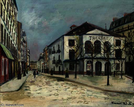 Wikioo.org - The Encyclopedia of Fine Arts - Painting, Artwork by Maurice Utrillo - Theatre workshop in the snow