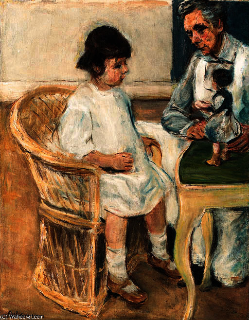 Wikioo.org - The Encyclopedia of Fine Arts - Painting, Artwork by Max Liebermann - The granddaughter in basket chair right