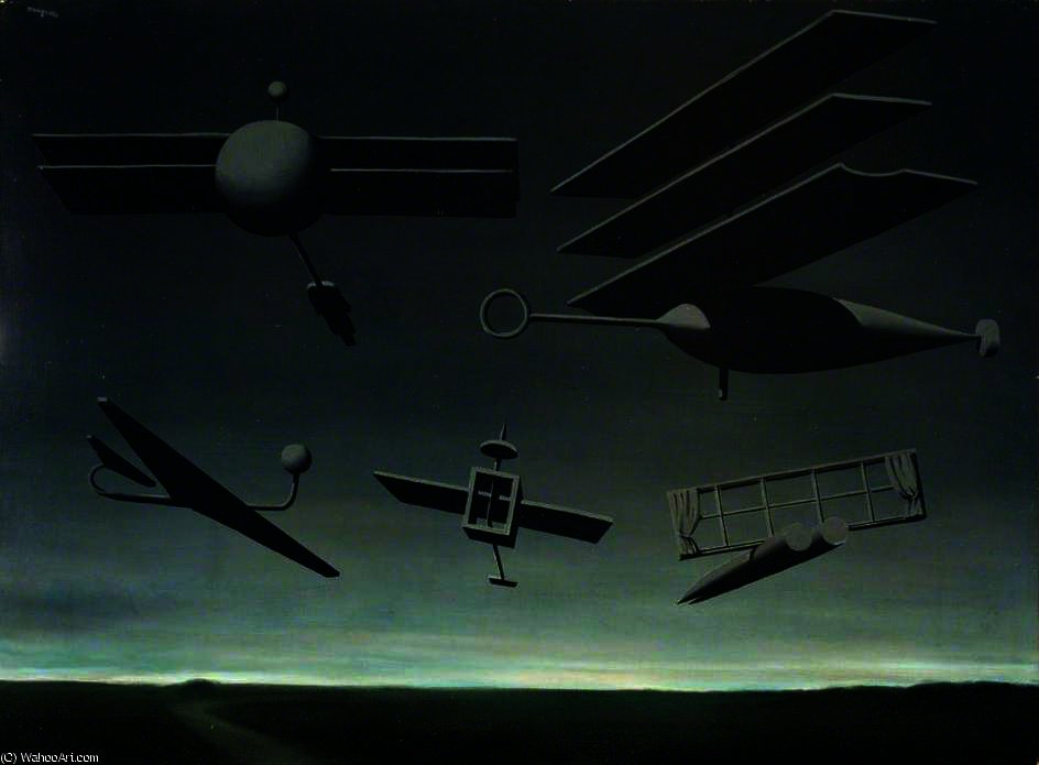 Wikioo.org - The Encyclopedia of Fine Arts - Painting, Artwork by Rene Magritte - Le drapeau noir (The Black Flag)