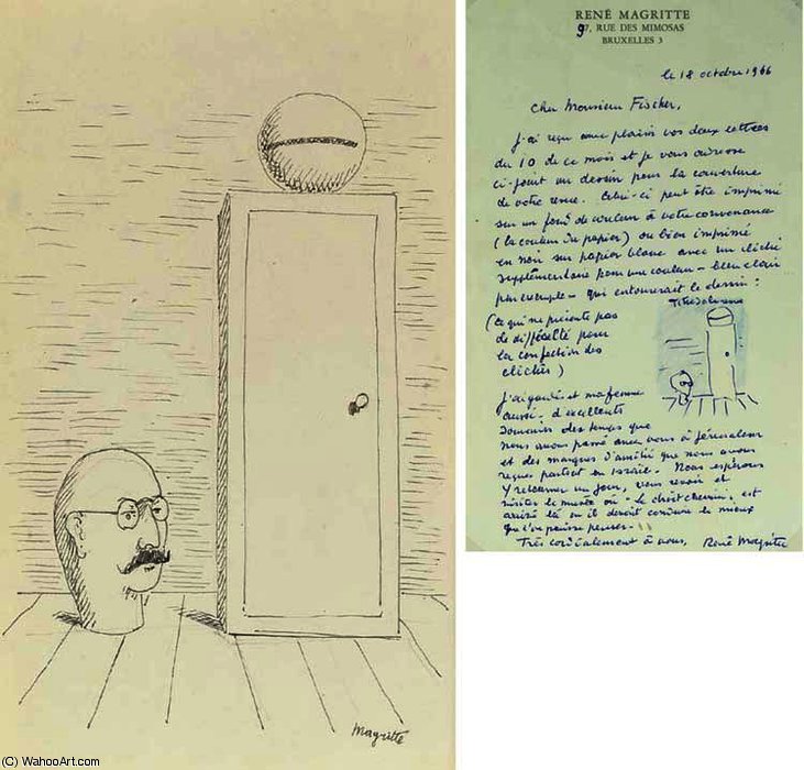 WikiOO.org - 백과 사전 - 회화, 삽화 Rene Magritte - Man and head holder