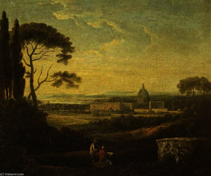 Wikioo.org - The Encyclopedia of Fine Arts - Painting, Artwork by Richard Wilson - A Distant View of St Peter's, Rome