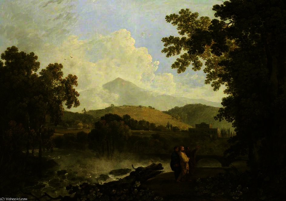 Wikioo.org - The Encyclopedia of Fine Arts - Painting, Artwork by Richard Wilson - Cicero and his two Friends, Atticus and Quintus, at his Villa at Arpinum