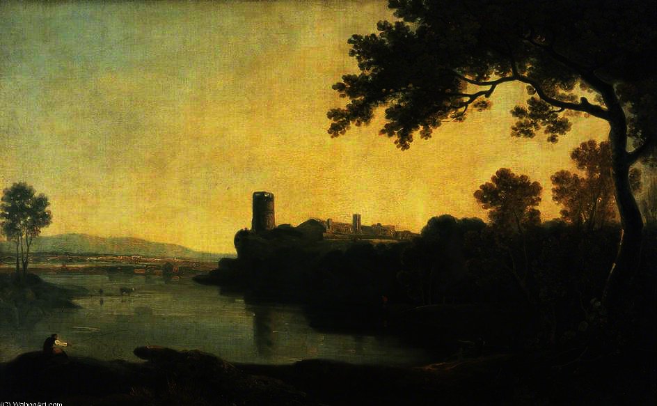 WikiOO.org - אנציקלופדיה לאמנויות יפות - ציור, יצירות אמנות Richard Wilson - Dolbadarn Castle and Llyn Peris