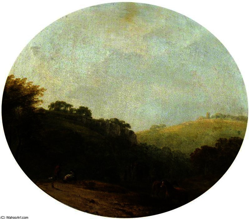 Wikioo.org - สารานุกรมวิจิตรศิลป์ - จิตรกรรม Richard Wilson - Figures and Horses in a Rural Landscape