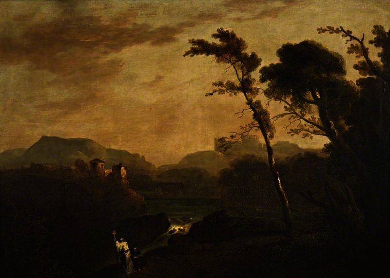 Wikioo.org - The Encyclopedia of Fine Arts - Painting, Artwork by Richard Wilson - Landscape with Two Monks