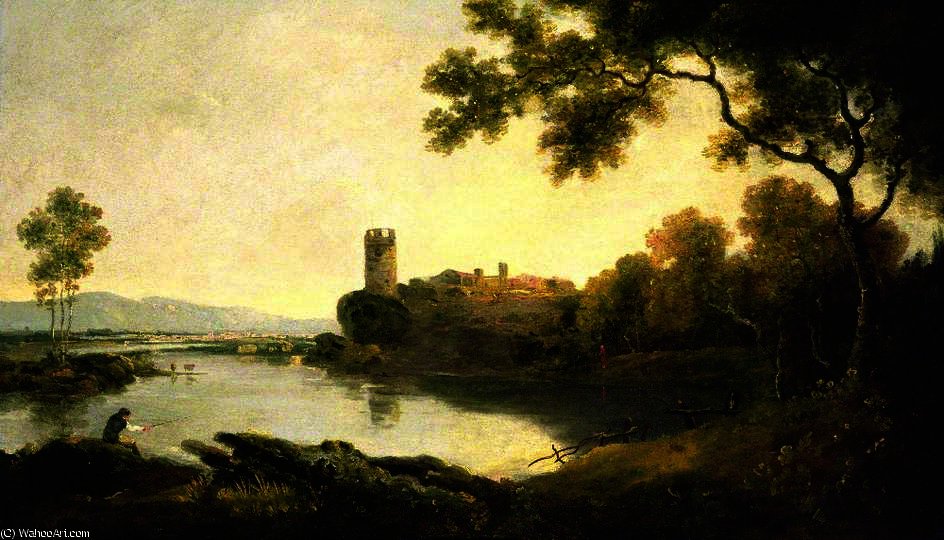 WikiOO.org - Encyclopedia of Fine Arts - Maleri, Artwork Richard Wilson - Llyn Peris and Dolbadarn Castle
