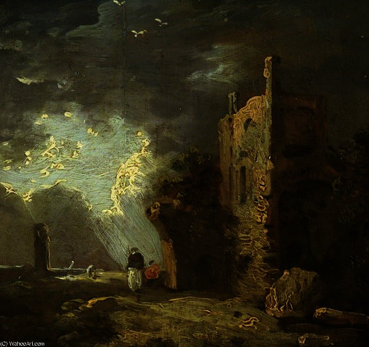 Wikioo.org – L'Encyclopédie des Beaux Arts - Peinture, Oeuvre de Richard Wilson - ruiné La tour  avec  chiffre