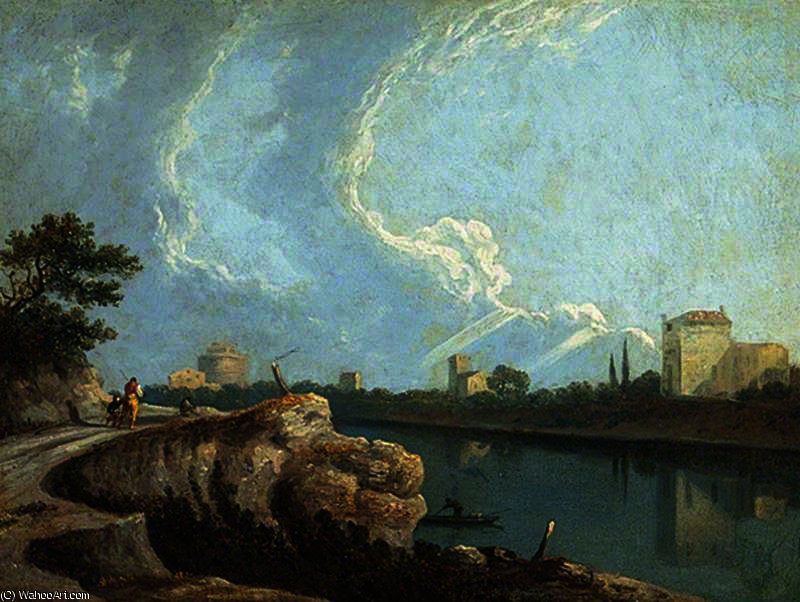 Wikioo.org - The Encyclopedia of Fine Arts - Painting, Artwork by Richard Wilson - The Banks of the Tiber, Rome, Italy