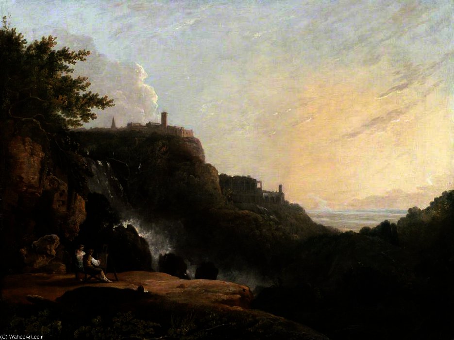 Wikioo.org - The Encyclopedia of Fine Arts - Painting, Artwork by Richard Wilson - View of Tivoli - The Cascatelle and the 'Villa of Maecenas'