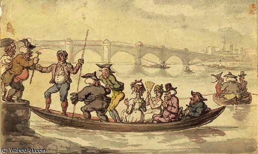 WikiOO.org - Encyclopedia of Fine Arts - Lukisan, Artwork Thomas Rowlandson - A river ferry on the thames