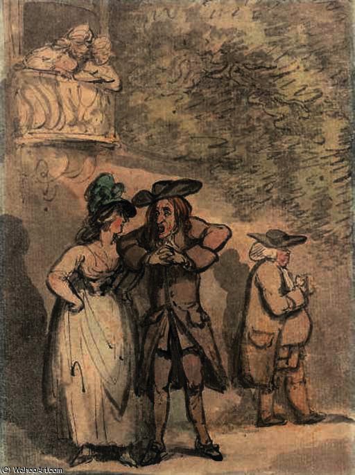 Wikioo.org - The Encyclopedia of Fine Arts - Painting, Artwork by Thomas Rowlandson - A scene from charles dibdin comic opera's 'the quaker'