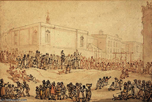 Wikioo.org - The Encyclopedia of Fine Arts - Painting, Artwork by Thomas Rowlandson - Execution at newgate