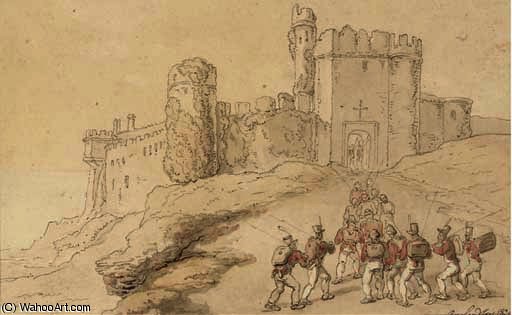 Wikioo.org – L'Encyclopédie des Beaux Arts - Peinture, Oeuvre de Thomas Rowlandson - Manorbeer château , pembroke
