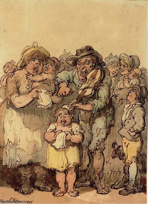 Wikioo.org – La Enciclopedia de las Bellas Artes - Pintura, Obras de arte de Thomas Rowlandson - El fiddler's familia