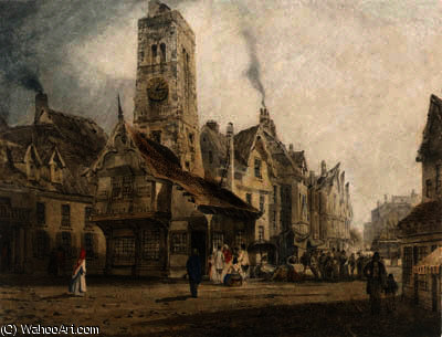 WikiOO.org - Encyclopedia of Fine Arts - Maalaus, taideteos Thomas Shotter Boys - View of a market square