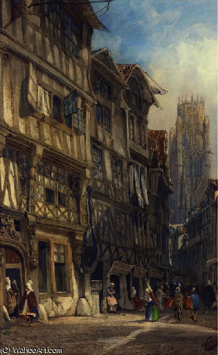 Wikioo.org - The Encyclopedia of Fine Arts - Painting, Artwork by Thomas Shotter Boys - View of rouen cathedral
