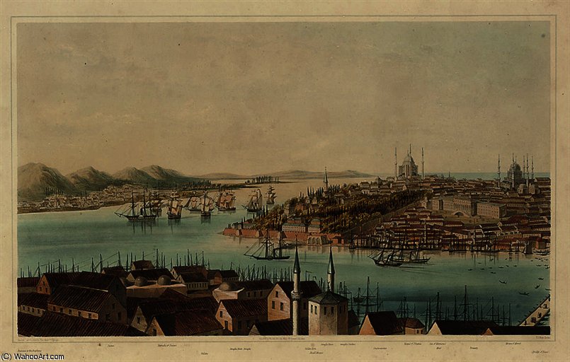 WikiOO.org - Encyclopedia of Fine Arts - Maľba, Artwork Thomas Shotter Boys - View of the seragilo point, constantinople from the tower of galata