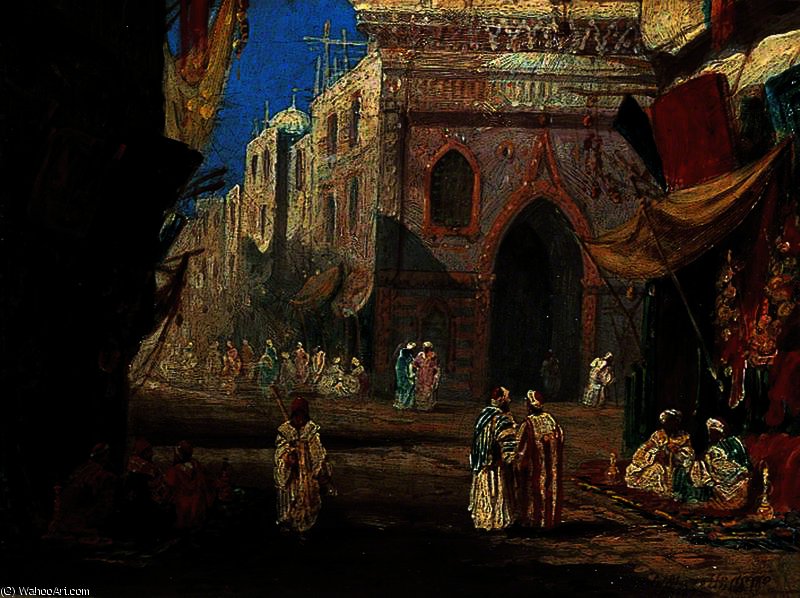 Wikioo.org – La Enciclopedia de las Bellas Artes - Pintura, Obras de arte de William James Muller - Una calle en El Cairo EGIPTO