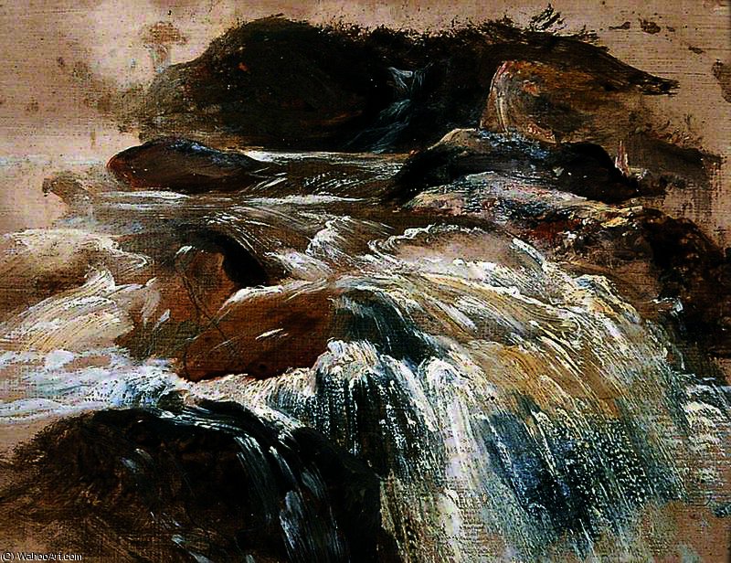 WikiOO.org - Encyclopedia of Fine Arts - Maleri, Artwork William James Muller - A waterfall
