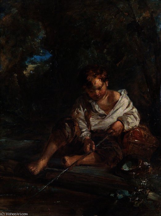 Wikioo.org - สารานุกรมวิจิตรศิลป์ - จิตรกรรม William James Muller - Boy fishing