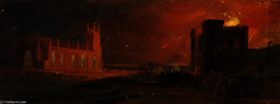 WikiOO.org - Енциклопедія образотворчого мистецтва - Живопис, Картини
 William James Muller - Bristol Riots - The Gaol Burning, and St Paul's, Bedminster