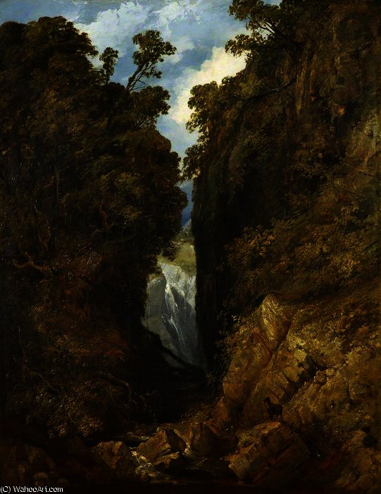 WikiOO.org - 百科事典 - 絵画、アートワーク William James Muller - 滝 上の 川 Lledr