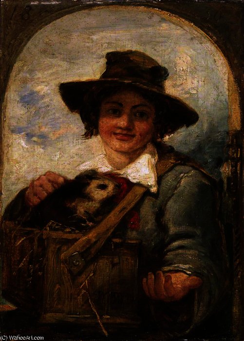 WikiOO.org - Encyclopedia of Fine Arts - Maleri, Artwork William James Muller - Italian Boy with a Guinea Pig