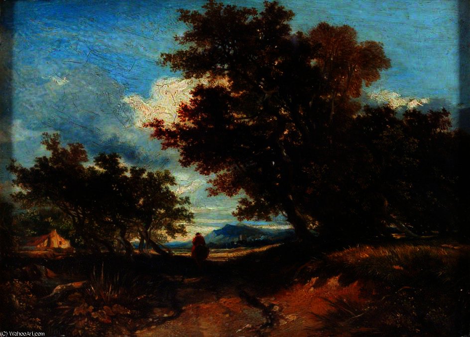 Wikioo.org – L'Enciclopedia delle Belle Arti - Pittura, Opere di William James Muller - paesaggio con un Cavaliere
