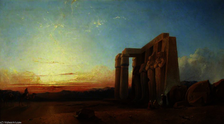 Wikioo.org - สารานุกรมวิจิตรศิลป์ - จิตรกรรม William James Muller - The Ramesseum at Thebes, Sunset