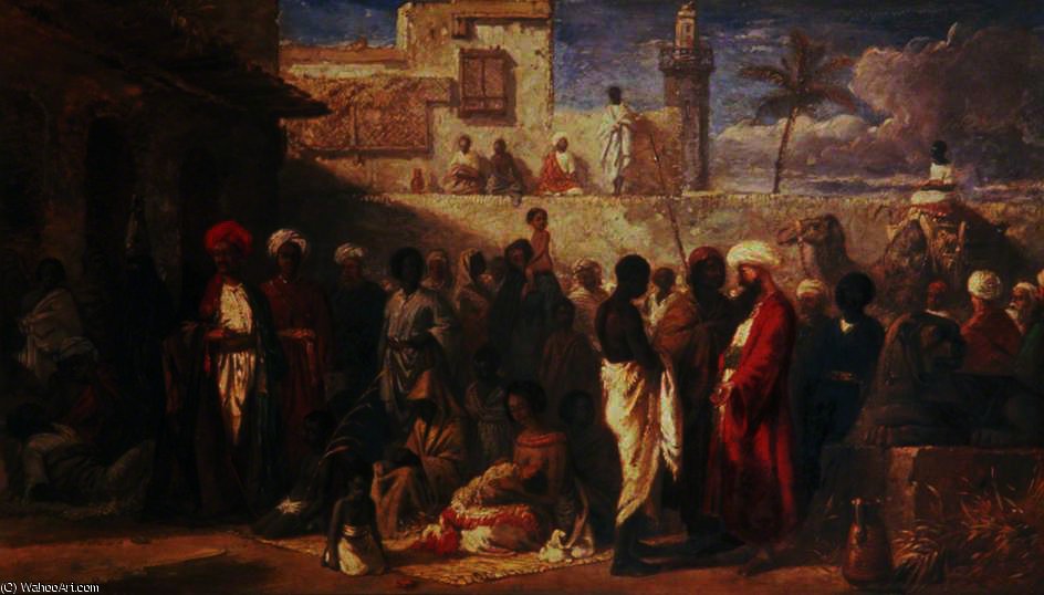 Wikioo.org - The Encyclopedia of Fine Arts - Painting, Artwork by William James Muller - The Slave Market at Cairo, Egypt