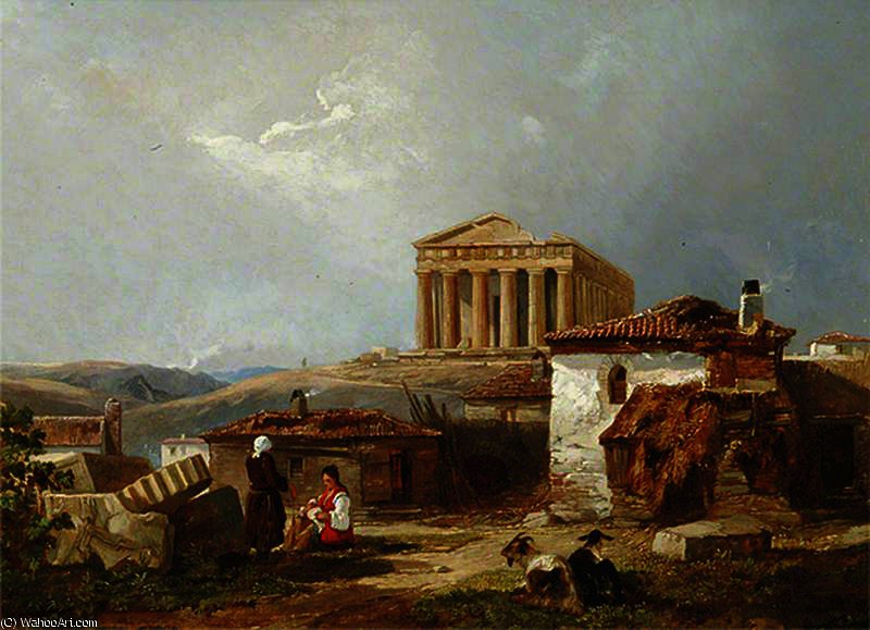 Wikioo.org - The Encyclopedia of Fine Arts - Painting, Artwork by William James Muller - The Temple of Theseus
