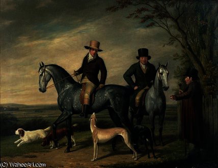 WikiOO.org - Encyclopedia of Fine Arts - Maleri, Artwork Abraham Cooper - Two Gentlemen on Grey Hunters