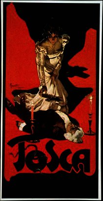 Wikioo.org - Bách khoa toàn thư về mỹ thuật - Vẽ tranh, Tác phẩm nghệ thuật Adolf Hohenstein - Poster advertising a performance of Tosca