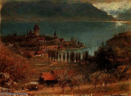 Wikioo.org - The Encyclopedia of Fine Arts - Painting, Artwork by Albert Goodwin - Spietz, lake thun