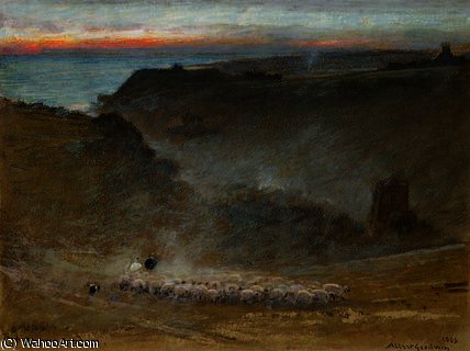Wikioo.org - The Encyclopedia of Fine Arts - Painting, Artwork by Albert Goodwin - The hills over hastings