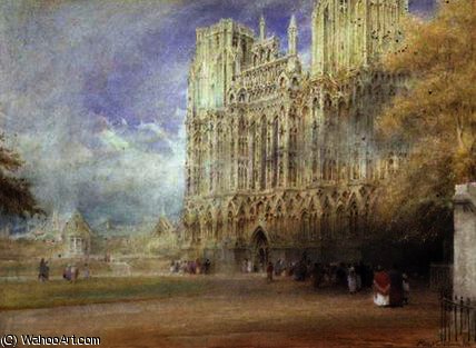 Wikioo.org - The Encyclopedia of Fine Arts - Painting, Artwork by Albert Goodwin - Wells cathedral