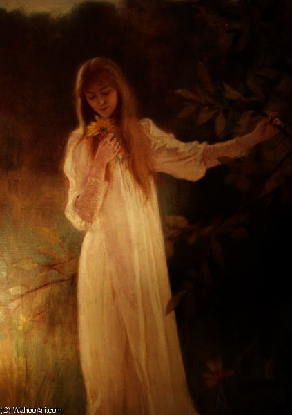 WikiOO.org - Encyclopedia of Fine Arts - Maľba, Artwork Albert Lynch - Jeune femme tenant des fleurs
