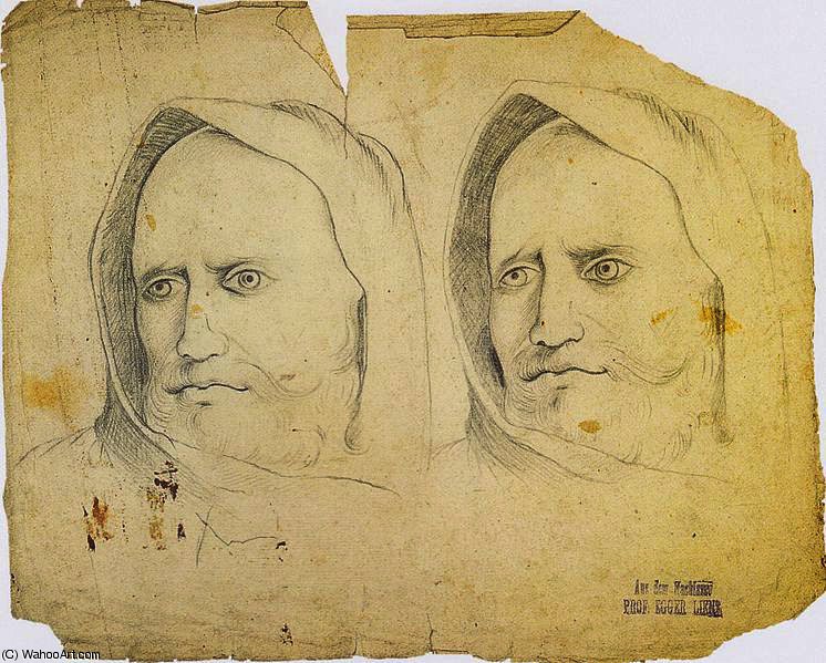 WikiOO.org - Encyclopedia of Fine Arts - Lukisan, Artwork Albin Egger Lienz - Head of a hooded man
