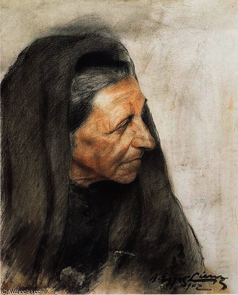 Wikioo.org - The Encyclopedia of Fine Arts - Painting, Artwork by Albin Egger Lienz - Head of a Woman